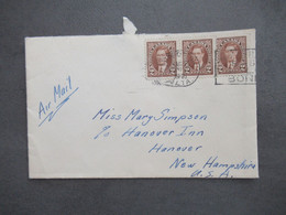 Kanada 1940 Air Mail Letter Umschlag University Of Alberta Quae Cumque Vera Brief Nach Hanover New Hamphsire - Storia Postale