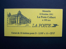 2712-C1 CARNET TIRAGE OFFICIEL LA POSTE COLBERT DE 10 TIMBRES MARIANNE DE BRIAT LETTRE D=2,50 ROUGE (Réf CDu BOITE B) - Ohne Zuordnung