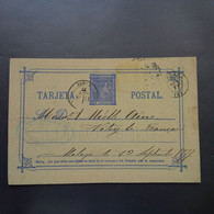 Entier 5 Peseta 1877 Malaga Pour Vitry Le Francois - Lettres & Documents