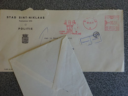 1977 Enveloppe Stad SINT NIKLAAS  Politie - - Rode Machine Frankering 6.50 Fr - F 1148 + STICKER ONBEKEND INCONNU - 1960-79