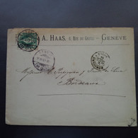 LETTRE GENEVE A.HAAS RUE DU GRUTLI POUR BORDEAUX 1883 - Lettres & Documents