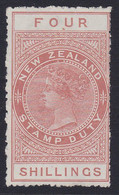 NZ 1882 LONGTYPE 4s QV REVENUE MINT NO GUM - Fiscal-postal
