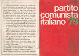 Tessera - PARTITO COMUNISTA ITALIANO  1978 - Tarjetas De Membresía