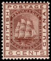 British Guiana 1882 Badge Of The Colony Crown CA Perf 14 6c Brown Lightly Mounted Mint - British Guiana (...-1966)