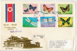 LETTERA   DALLA   COREA  DEL NORD   1977     BUTTERFLIES  AND  DRAGONFLIES      6 STAMPS - Korea (Noord)