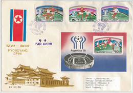 LETTERA   DALLA   COREA   FOOTBALL  WORLD  CUP   ARGENTINA  1978   1  SHEET   3 STAMPS IMPERFORATED - Corée Du Nord