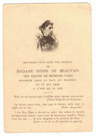 MADAME HENRI DE BEAUVAIS NEE BERTHE DE BREMOND D'ARS GENEALOGIE 1929 IMAGE SOUVENIR MORTUAIRE FAIRE PART DECES - Esquela