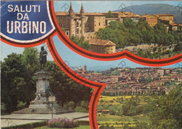 CARTOLINA  URBINO,MARCHE,SALUTI,STORIA,CULTURA,MEMORIA,RELIGIONE,IMPERO ROMANO,BELLA ITALIA,VIAGGIATA 1991 - Pesaro