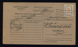 FRANCE - 1946 - Yv. Service 15A Sur Carte Du RAVITAILLEMENT GÉNÉRAL De Grenoble à Bourgoin, Isère - 1921-1960: Periodo Moderno