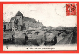 (RECTO / VERSO) LAVAL EN 1909 - N° 24 - LE VIEUX PONT DE LA MAYENNE - BEAU CACHET - CPA - Laval