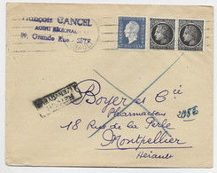 MAZELIN 1FR20 PAIRE +60C DULAC LETTRE MEC SETE HERAULT 1945 AU TARIF - 1945-47 Cérès Van Mazelin