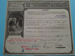 De Levensverzekering " UTRECHT " ( Voor D'Huyvetter 19 Juli 1923 / GENT) Anno Brussel 1924 / 1935 ( Zie / Voir SCANS ) ! - Bank & Insurance