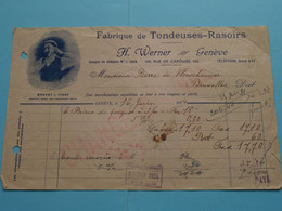 Fabrique De TONDEUSES-RASOIRS " H. WERNER Genève " ( > De Vleeschouwer Bruxelles ) 1924 ( Zie / Voir SCANS ) ! - Suisse