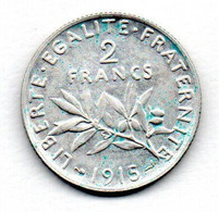 2 Francs  --    1915 --  TTB+ - Andere & Zonder Classificatie