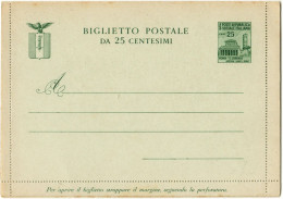 REPUBBLICA SOCIALE R.S.I. 1944 BIGLIETTO POSTALE TIPO MONUMENTI DISTRUTTI BASILICA SAN LORENZO C. 25 NUOVO FILAGRANO B37 - Stamped Stationery