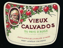 Ancienne Etiquette  Alcool  Calvados  Vieux Calvados Du Pays D'auge  Pont Leveque Calvados 14  " Homme" - Non Classificati