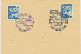 ÖSTERREICH SONDERSTEMPEL 1947 „WIENER INTERNATIONALE MESSE 1947 WIM 2.III – 23.III-30.III MESSEPALAST“ + „WIENER INTERNA - Machines à Affranchir (EMA)