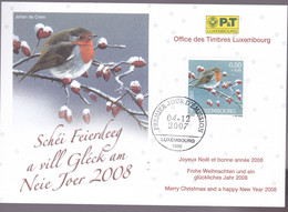 Luxemburg 2007, Christmas, Bird - Cartas & Documentos