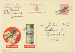 BELGIEN 1964 2 Fr Löwe Bildpost-GA (AEROXON Vliegenvanger) Mit Extrem Seltene Nachträgliche Entwertung - Briefe U. Dokumente