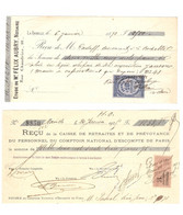 48/ 3 Reçus : 1878 - 1924 - 1925 - Avec Pour Chaque Un Timbre Fiscal Différend - Storia Postale