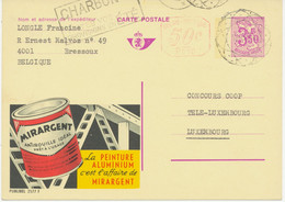 BELGIEN 1974, 50 C Neben 3,50 Fr Löwe Bildpost-GA (Mirargent) Mit Extrem Seltene Nachträgliche Entwertung BRUSSEL BALKEN - Cartas & Documentos