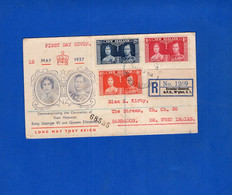 BRITISH NEW ZEALAND. 1937, REGISTERED COVER TO BARBADOS - Lettres & Documents