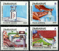 ZIMBABWE 2021 *** Corona Warriors Coronavirus Covid-19  Virus MNH(**) - Zimbabwe (1980-...)