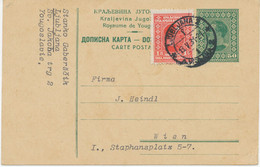 JUGOSLAWIEN 1931, König Alexander 50 Pa Kab.-GA-Postkarte Mit 1 Din Zusatzfrankatur Von „LJUBLJANA“ (K2, Slowenien) - Lettres & Documents