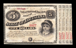 Estados Unidos United States Bono 5 Dollars 1878 State Of Louisiana SC UNC - Otros & Sin Clasificación