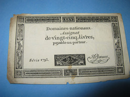 BON ASSIGNAT DE 25 LIVRES 1793 MONNAIE REVOLUTION DOMAINES NATIONAUX - Assignats & Mandats Territoriaux