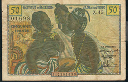 F.W.A.  AOF & TOGO FRENCH WEST AFRICA P45 50 FRANCS 1956   AVF - West African States