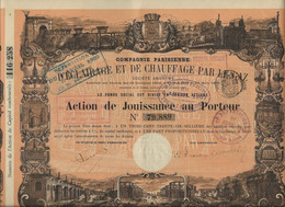 COMPAGNIE PARISIENNE D'ECLAIRAGE ET DE CHAUFFAGE PAR LE GAZ - ACTION DE JOUISSANCE ILLUSTRE -ANNEE 1855 - Elettricità & Gas
