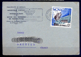 L4B091  Monaco  Sécap Couronne Du Blason Méditerraée / CP Pour Orchies Nord 28 10 1954 - Marcofilie