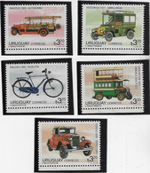 Uruguay Mi-2168/2172 Antique Old Car Bus Bicycle Firefighter Truck Ambulance Transport 1996 Complete Series Mint - Other (Earth)