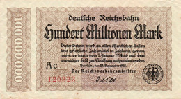 GERMANY-100 MILLIONEN MARK 1923  - Wor:P-S1017a.2, Kel:340m.2E, MüG:002.13b -  XF++   UNIFACE - 100 Millionen Mark