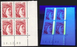 FRANCE - YT 1965  10 C Sabine De Gandon Bloc De 4 Coins Daté  - 18.12.80 Neuf ** - 1980-1989
