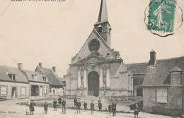 Droué Enfants Sur La Place De L`Eglise Timbre Semeuse 5c - Droue