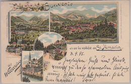 Elsass - Wesserling, St. Amarin Mehrbild-Farblitho Gelaufen 1895 Adresse ! - Elsass