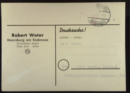 Lokal/Bar: Ds Fern-Karte Aus MEERSBURG (BODENSEE) V. Xx.10.47 Mit Schwachem Rotem Stpl. "Gebühr Bezahlt" -  Nach Hamburg - Storia Postale
