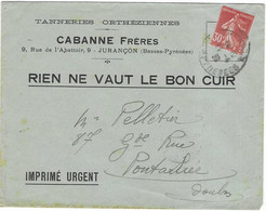 1939 / Enveloppe Commerciale CABANNE Frères / Tanneries Orthéziennes / Jurançon 64 Pyrénées Atlantiques - 1900 – 1949
