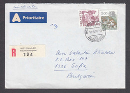 Schweiz - 083/1991 - 3.40 CHF, R-Brief Schweiz/Bulgaria - Cartas