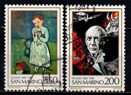 SAN MARINO - 1981 - PICASSO: BAMBINA CON LA COLOMBA E "OMAGGIO A PICASSO" DI RENATO GUTTUSO - USATI - Gebruikt