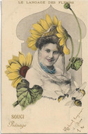 Vintage Postcard Charles Scolik  *  Le Langage Des Fleurs -Souci - Présage (Illustrateur)  Femme - Scolik, Charles