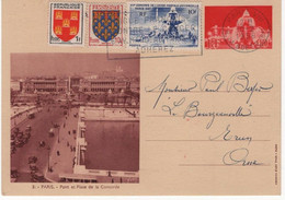 Entier Postal - Paris - Place De La Concorde - 90 C + 3 Timbres (1947...) - Standard Postcards & Stamped On Demand (before 1995)