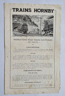 Notice Trains HORNBY MECCANO - Instructions Pour Trains électriques 20 Volts - Feuillet De 4 Pages - Literatuur & DVD