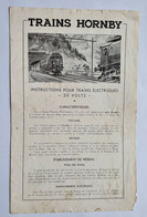 Notice Trains HORNBY MECCANO - Instructions Pour Trains électriques 20 Volts - Feuillet De 4 Pages - Literatura & DVD