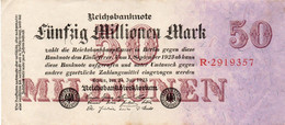 GERMANY-50 MILLIONEN MARK 1923  -  Wor:P-98.1, Ros:R-97a -XF++ UNIFACE - 50 Miljoen Mark