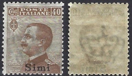 1912 Regno D'Italia IG 1912 IT-EG SI6 Franc Italia Soprast Simi New - Egeo (Simi)