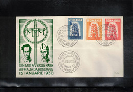 Romania - Romanian Government In Exile In Spain 1957 Europa Cept Imperforated Set Interesting Cover - 1956