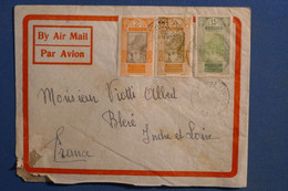 I 9 AOF BELLE LETTRE 1938   POUR BLERé FRANCE +AEROPHILATELIE +++AFFRANCH. INTERESSANT - Lettres & Documents